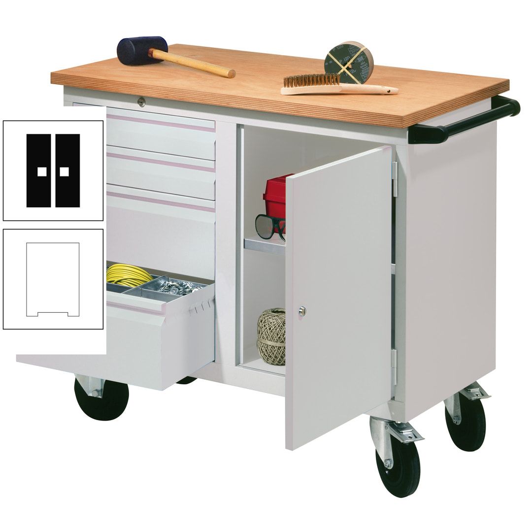 Mobile Werkbank - Werkstattwagen - 915 x 1.090 x 600 mm - 4 Schubladen und Schrankfach - anthrazitgrau