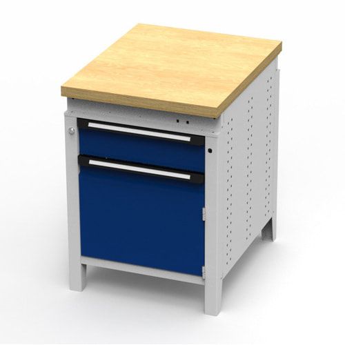 OTTOKIND Werkbank - Arbeitsplatte bündig - 850 x 605 x 750 mm (HxBxT) - Schublade - Schrank - lichtgrau