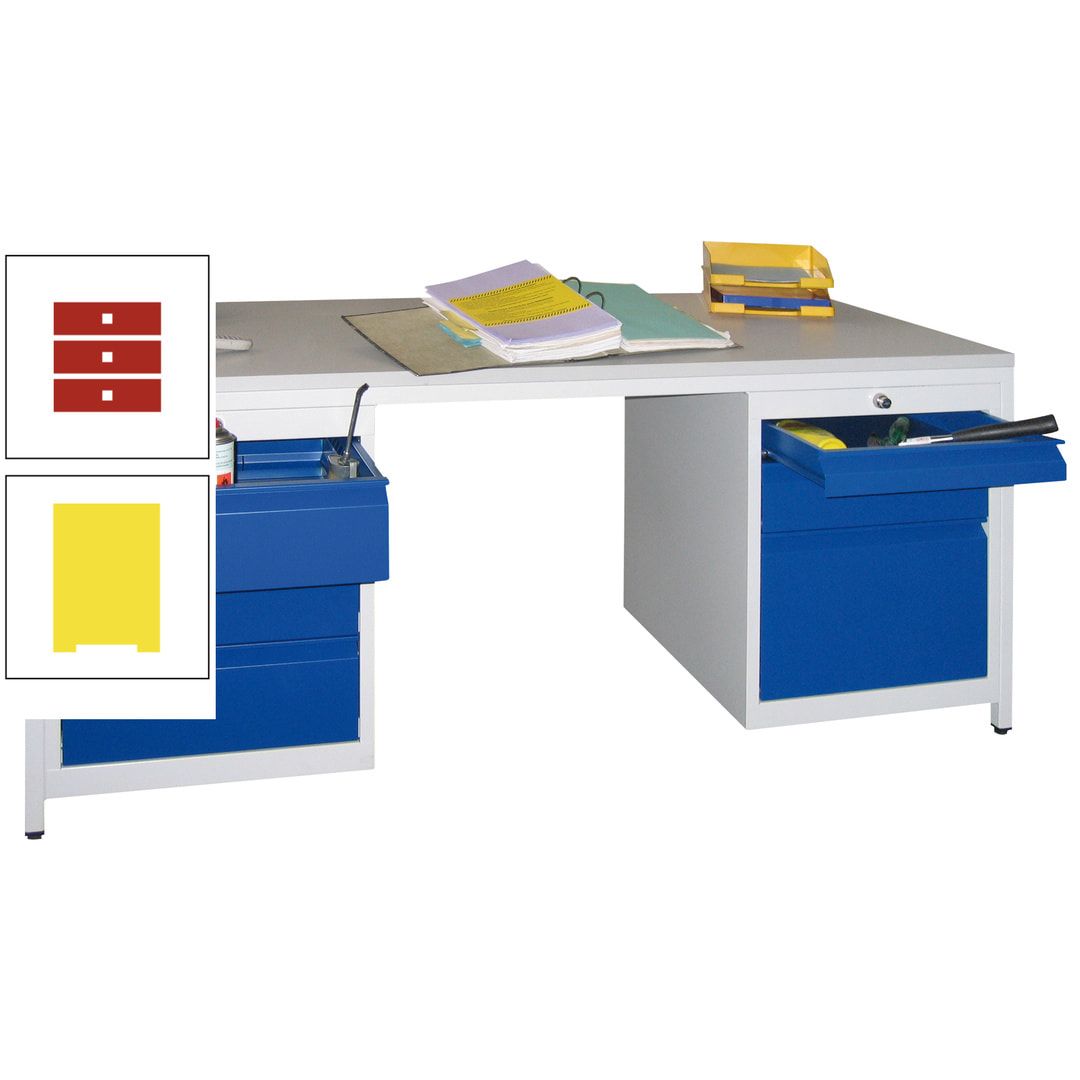Meisterschreibtisch - 6 Schubladen, 75 / 125 / 150 / 175 / 300 mm - 720 x 1.700 x 800 mm (HxBxT) - anthrazitgrau