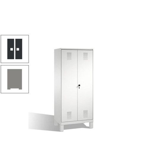 Doppel-Spind, Doppeltüren, Garderobenschrank mit Füßen, 2 Abteile a 400 mm, Korpus anthrazitgrau, Tür anthrazitgrau, 1.850 x 800 x 500 mm (HxBxT)