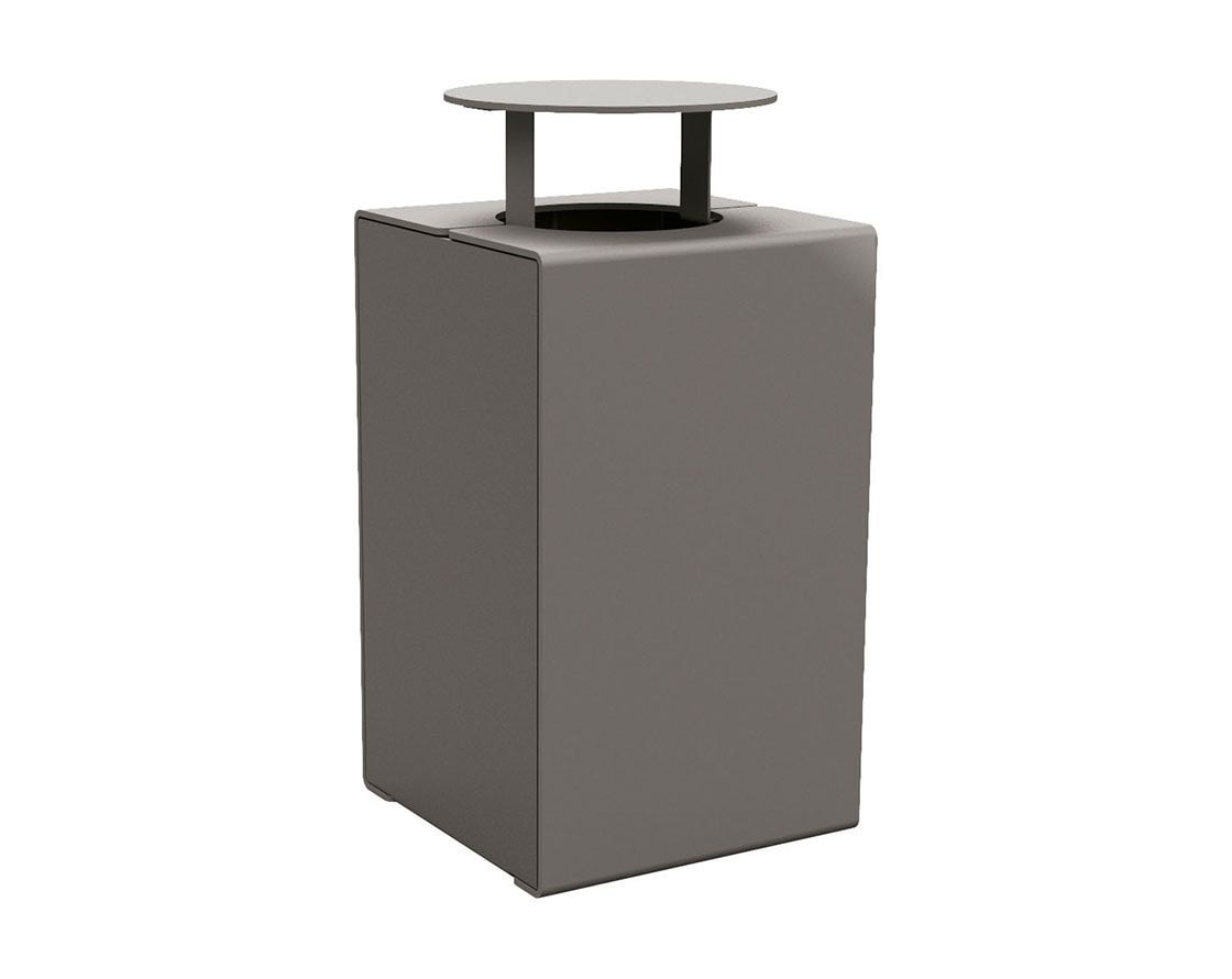 Abfalleimer aus Stahl - 120 l - 950 x 450 x 450 mm (HxBxT) - mit Deckel - Verankerungsstäbe - Farbe enzianblau