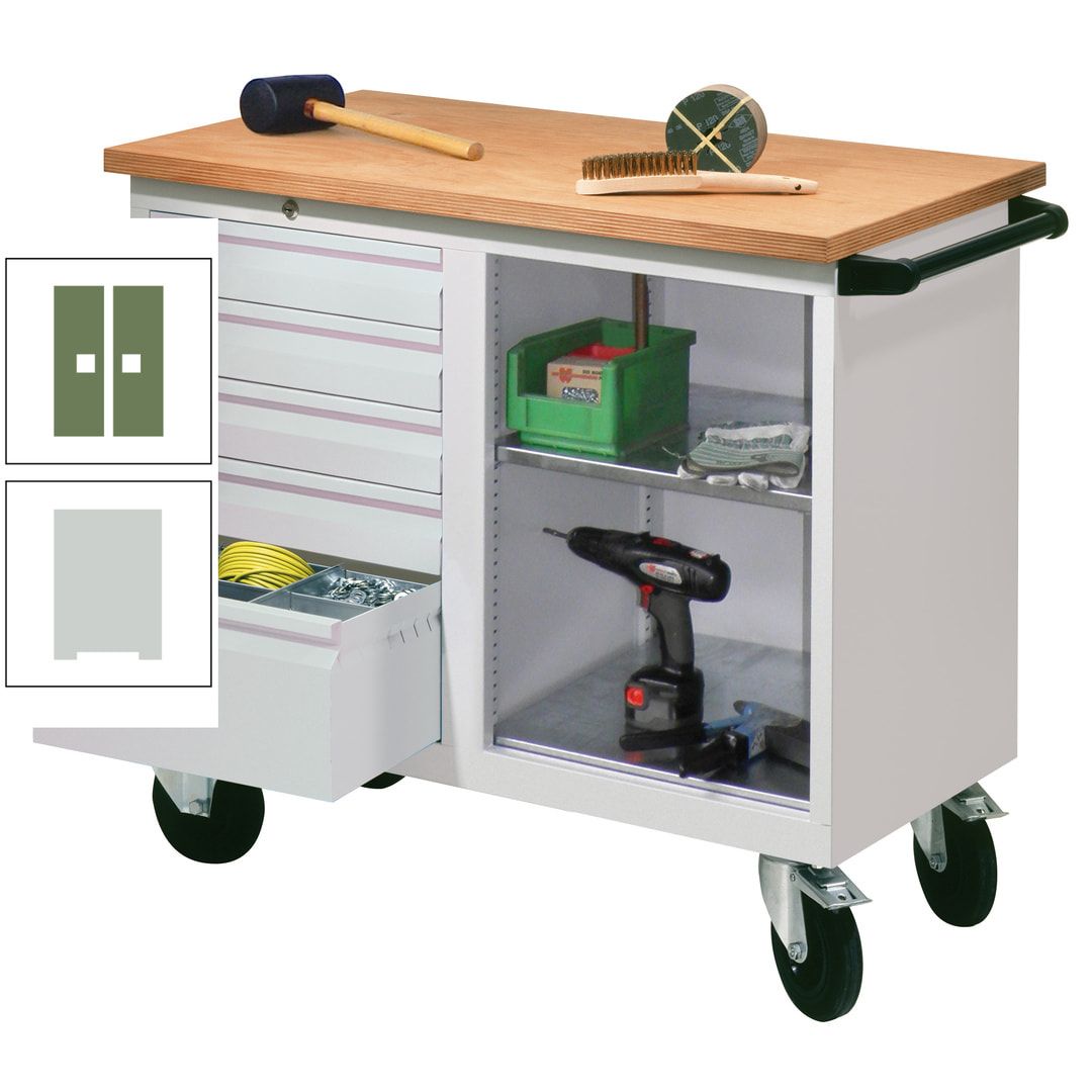 Mobile Werkbank - Werkstattwagen - 915 x 1.090 x 600 mm - 5 Schubladen und Ablagefach - anthrazitgrau