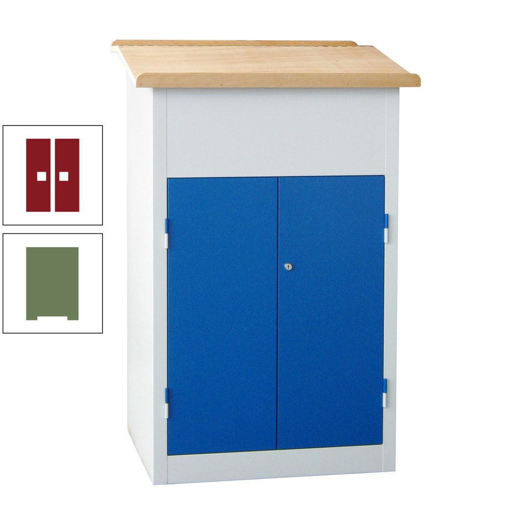 Stehpult mit Schrank - Vollblechtür - Zylinderschloss - 2 Böden - 1.200 x 700 x 600 mm (HxBxT) - anthrazitgrau