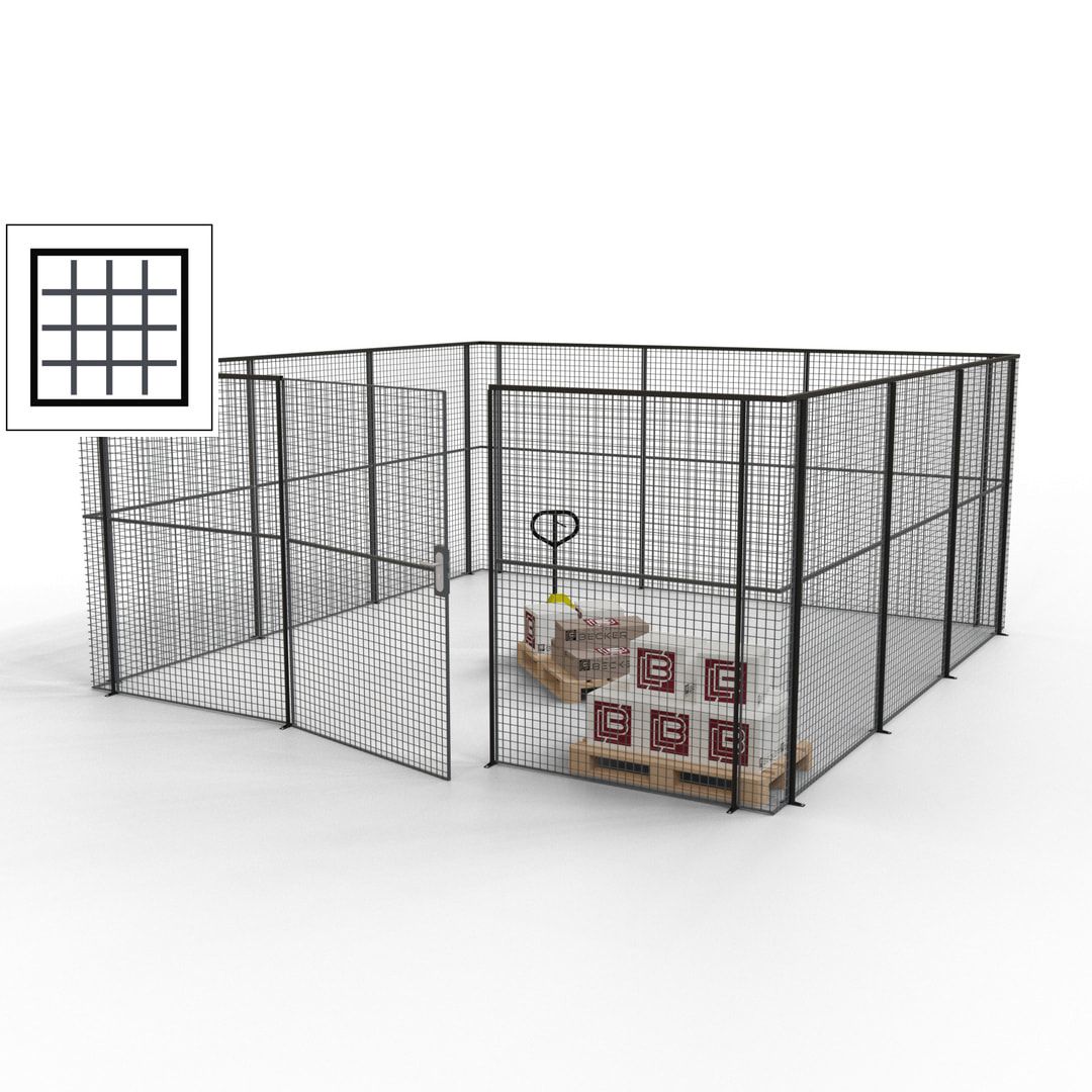 Maschinen Schutzgitter - Hallentrennwand - Sicherheitszaun - Tür - 18 m - 2.200 x 4.900 x 4.900 mm (HxBxT) - enzianblau