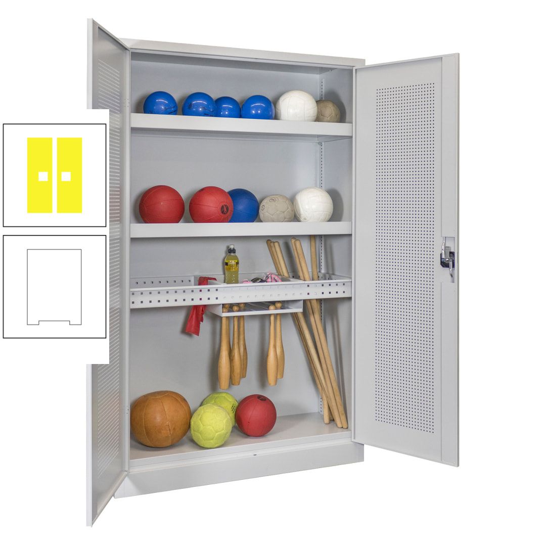 Sportschrank - Lochfeldtüren - Variante 2 - 1.950x1.200x500 mm (HxBxT) - anthrazitgrau