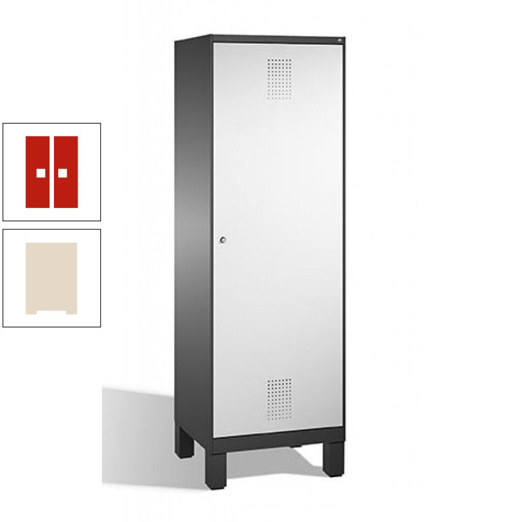 Doppel-Spind, Garderobenschrank, 1 Tür für 2 Abteile a 300 mm, Korpus anthrazitgrau, Türen anthrazitgrau, 1.850 x 600 x 500 mm (HxBxT)
