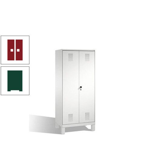Doppel-Spind, Doppeltüren, Garderobenschrank mit Füßen, 2 Abteile a 400 mm, Korpus anthrazitgrau, Tür anthrazitgrau, 1.850 x 800 x 500 mm (HxBxT)