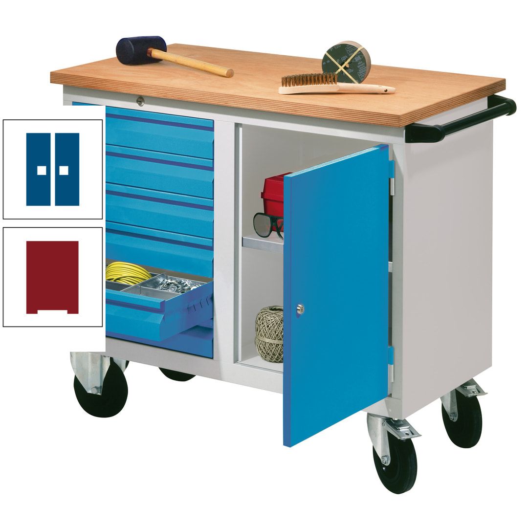 Mobile Werkbank - Werkstattwagen - 915 x 1.090 x 600 mm - 6 Schubladen und Schrankfach - anthrazitgrau