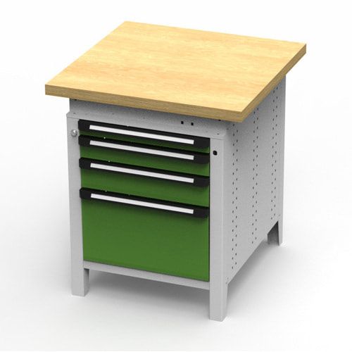 OTTOKIND Werkbank - Arbeitsplatte bündig - 850 x 605 x 750 mm (HxBxT) - 4 Schubladen - 60:1 / 90:1 / 120:1 / 300:1 - lichtgrau / anthrazitgrau