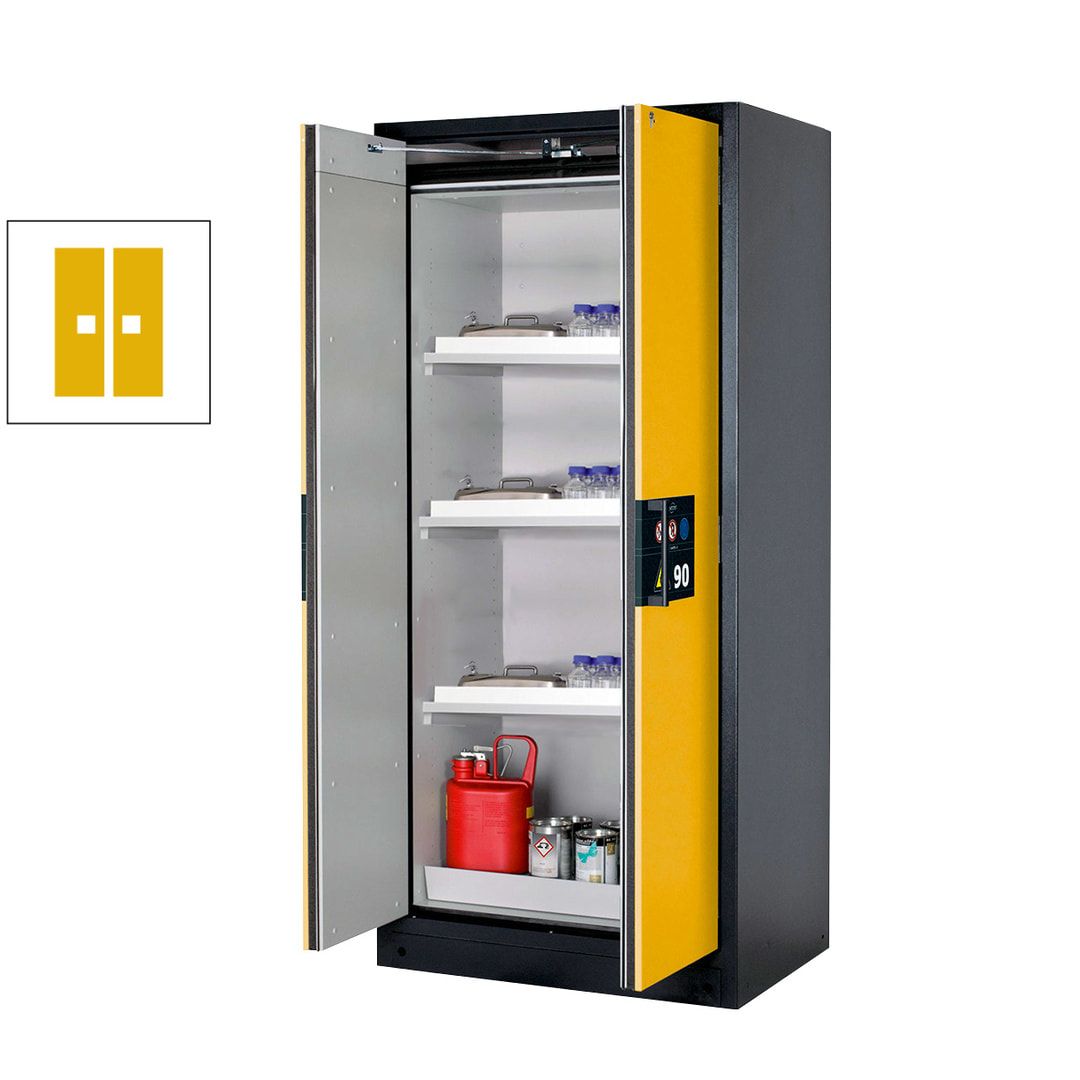 Gefahrstoffschrank - 1.953x893x615 mm - 3 Wannenböden PP - Front enzianblau