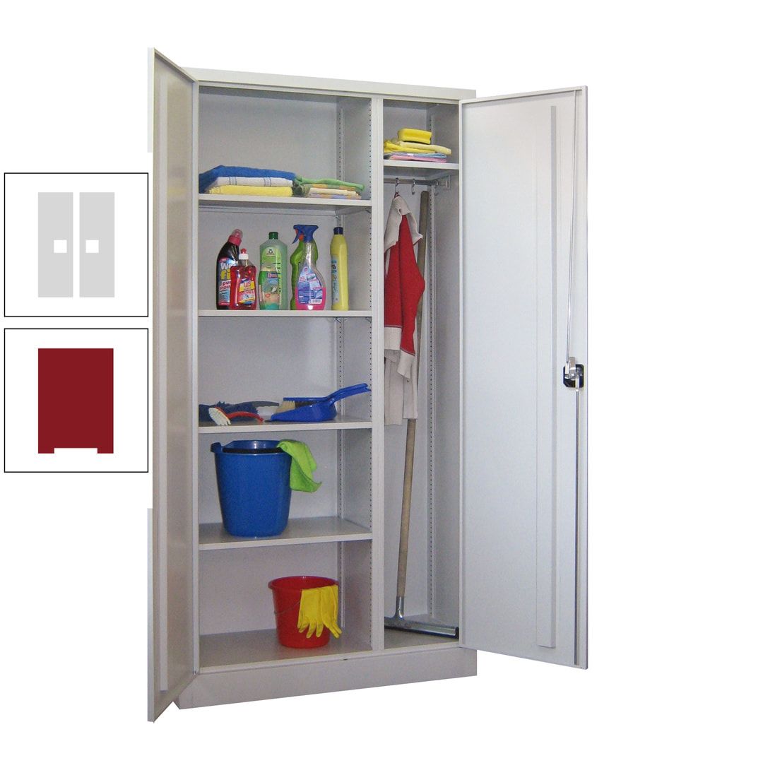 Putzschrank mit Trennwand - 1.950x1.000x400 mm (HxBxT) - Böden pulverbeschichtet - anthrazitgrau