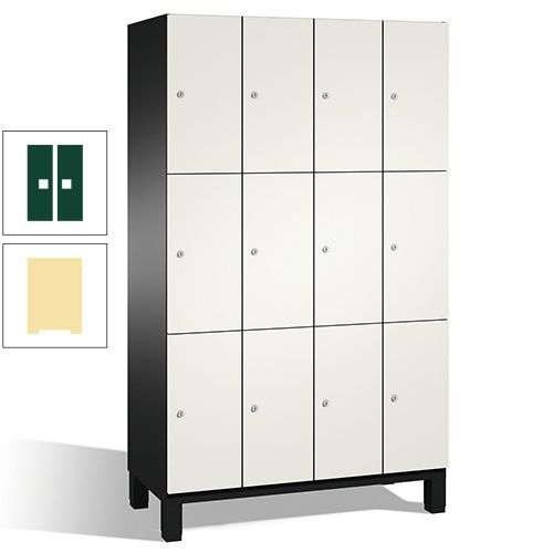 Fächerschrank, Stahlschrank, 12 Fächer, Türöffnungsbegrenzer, mit Füßen, Korpus lichtgrau, Tür anthrazitgrau, 1.980 x 1.200 x 525 mm (HxBxT)