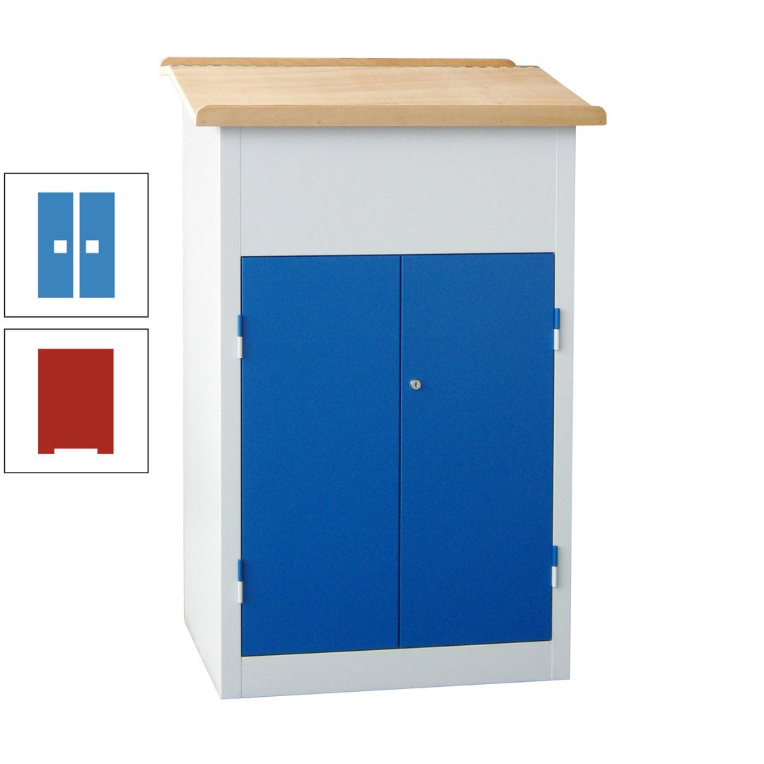 Stehpult mit Schrank - Vollblechtür - Zylinderschloss - 2 Böden - 1.200 x 700 x 600 mm (HxBxT) - anthrazitgrau