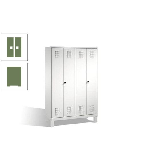 Doppel-Spind, Doppeltüren, Garderobenschrank mit Füßen, 4 Abteile a 300 mm, Korpus anthrazitgrau, Tür anthrazitgrau, 1.850 x 1.200 x 500 mm (HxBxT)
