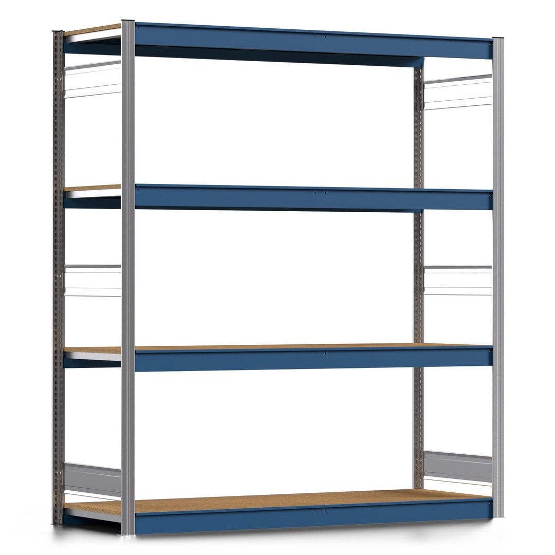 Weitspannregal EMIL - 2.000 x 1.750 x 600 mm (HxBxT) - Fachlast 400 kg - Holzböden - Lagerregal - Anbauregal