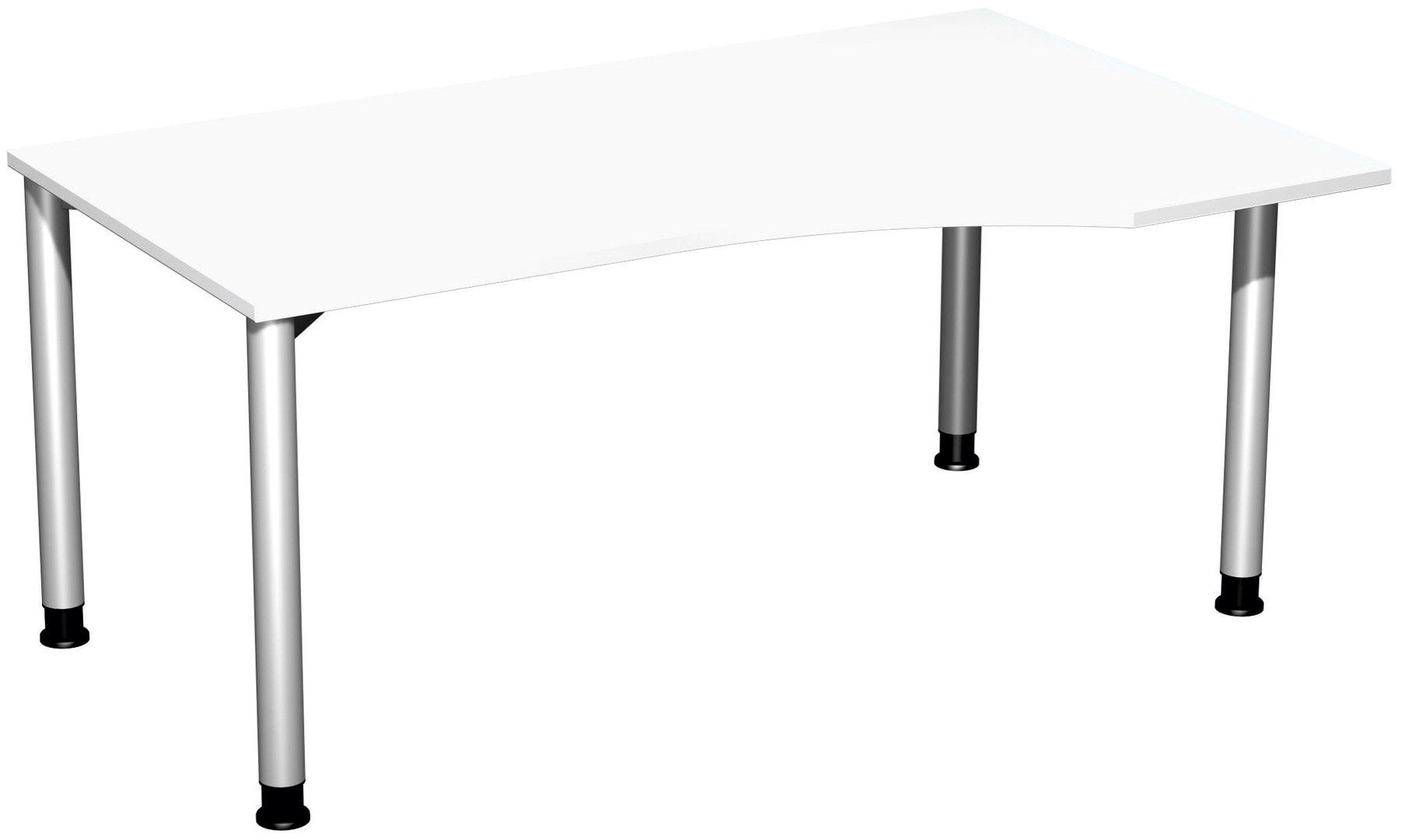 Eckschreibtisch mit einseitig verkürzten Füßen, 4-Fuß Flex, Ecke rechts, Höhe 680-800 mm, 1.600 x 1.000 mm (BxT), Gestell anthrazit, Ahorn