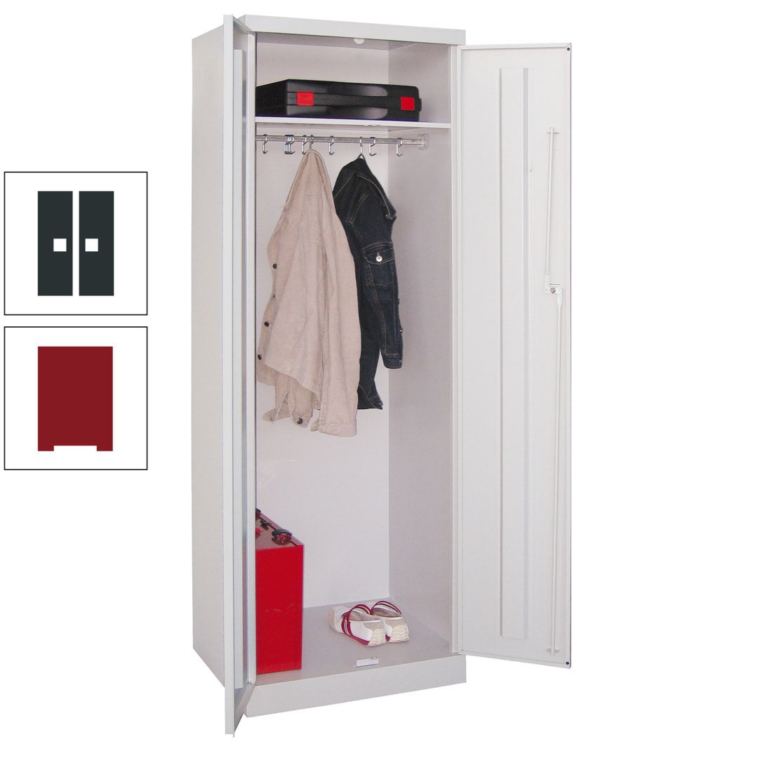 Garderobenschrank - 1 Fachboden - Kleiderstange - 1.800x600x500 mm (HxBxT) - Zylinderschloss - anthrazitgrau