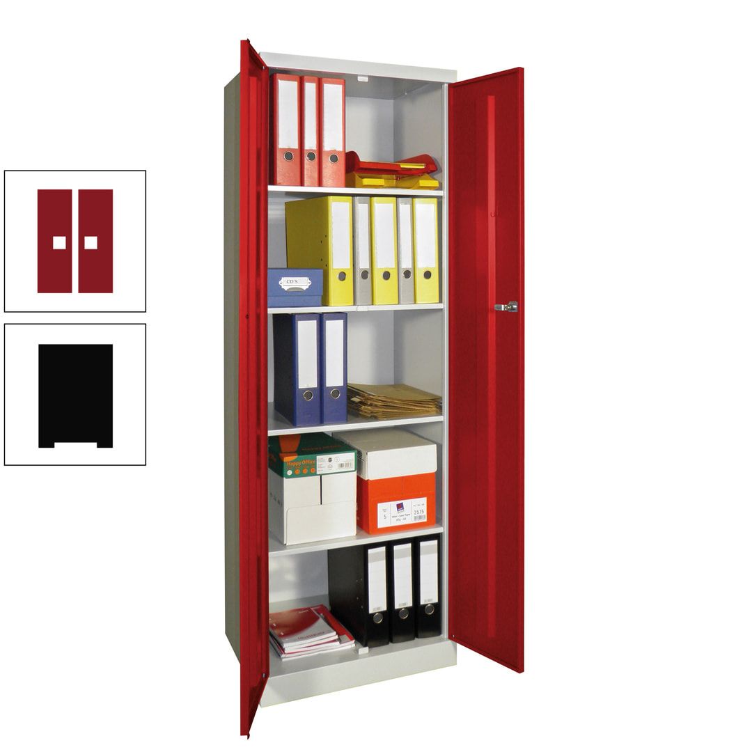 Aktenschrank - Sockel - 4 Böden - 1.800x600x500 mm (HxBxT) - Zylinderschloss - anthrazitgrau