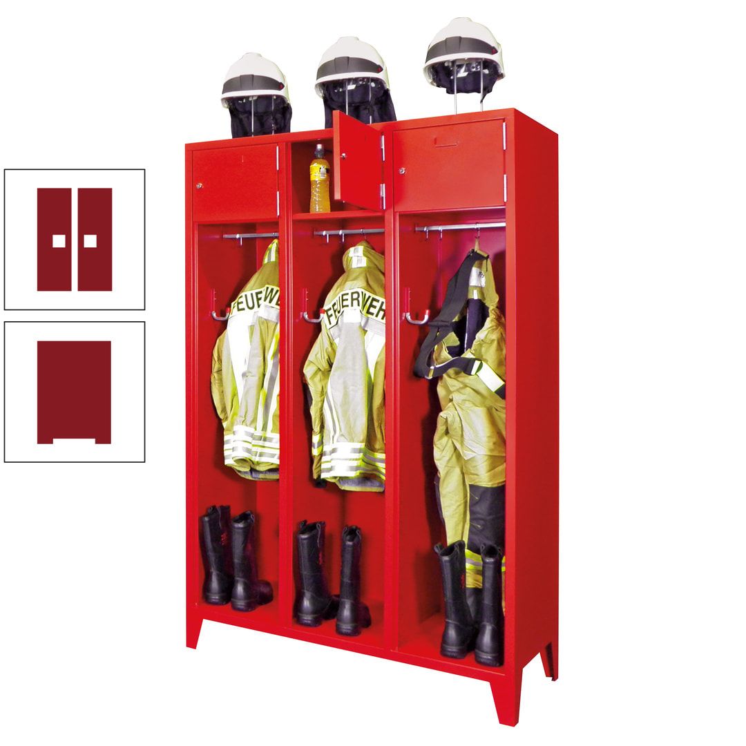 Feuerwehrschrank - 2 Abteile - Ablagefach mit Tür, Etikettenrahmen - 2.100 x 830 x 500 mm (HxBxT) - anthrazitgrau