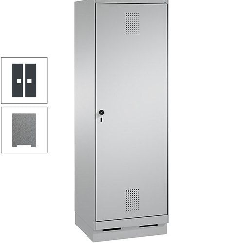Doppel-Spind, Garderobenschrank, 1 Tür für 2 Abteile a 300 mm, Korpus anthrazitgrau, Türen anthrazitgrau, 1.800 x 600 x 500 mm (HxBxT)