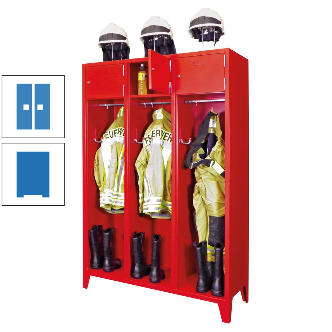 Feuerwehrschrank - 2 Abteile - Ablagefach mit Tür, Etikettenrahmen - 2.100 x 830 x 500 mm (HxBxT) - anthrazitgrau