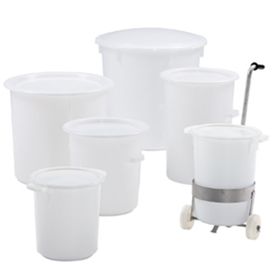 Kunststoff-Rundbehälter HDPE - Volumen wählbar - weiß - lebensmittelgeeignet - Tonne