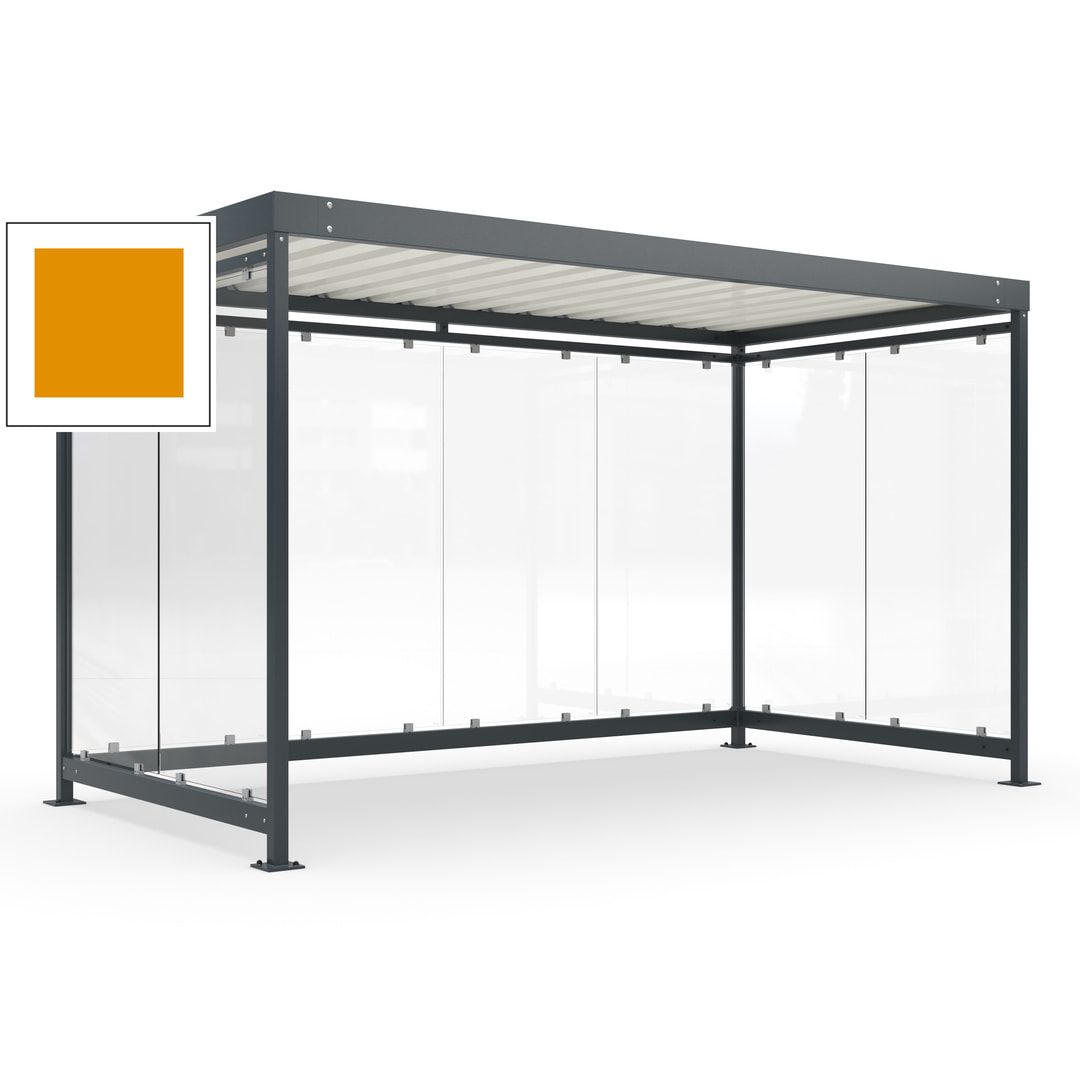Fahrradunterstand, Fahrgastunterstand, Bushaltestelle, Bausatz, 12-13 Personen, 2.510 x 4.195 x 2.165 mm (HxBxT), 8 Wände, Achatgrau