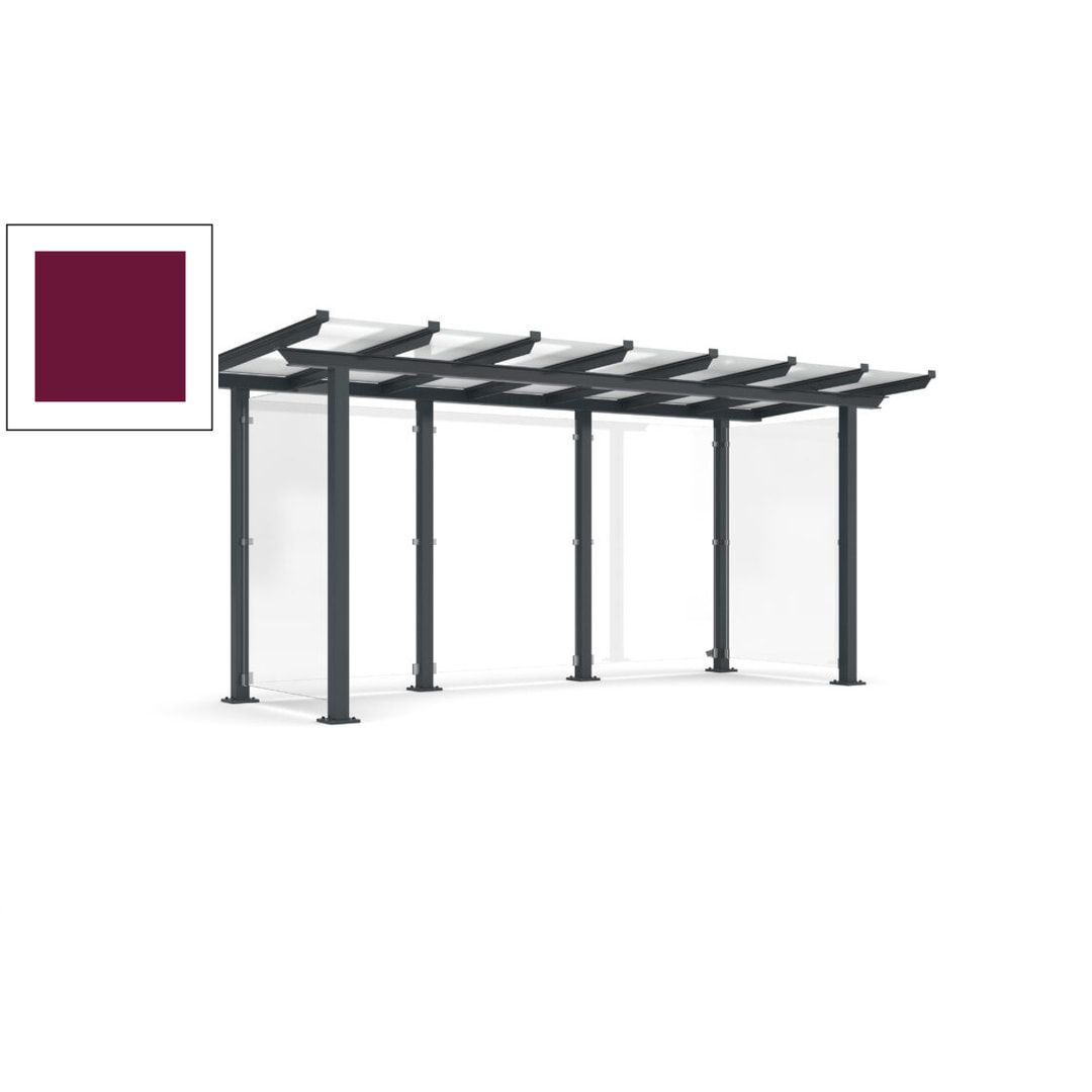 Unterstand mit Pultdach und Sicherheitsglas - feuerverzinkt und farbbeschichtet - 2.435 x 5.350 x 2.250 (HxBxT) - Farbe Achatgrau