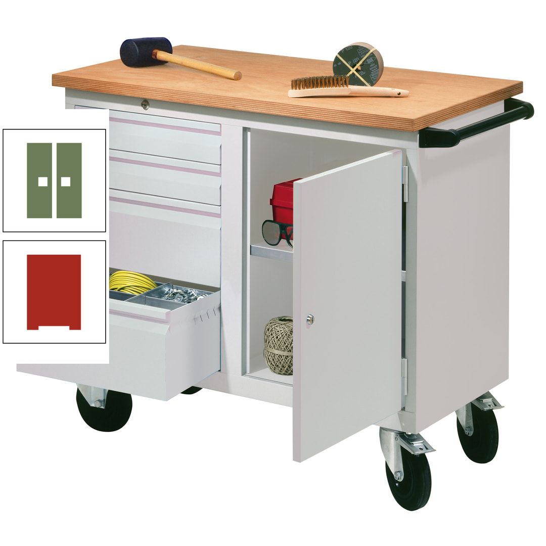 Mobile Werkbank - Werkstattwagen - 915 x 1.090 x 600 mm - 4 Schubladen und Schrankfach - anthrazitgrau