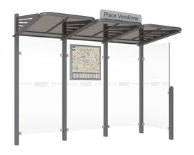 Buswartehalle - Unterstand - modular - Fahrplankasten - Haltestellenschild - Seitenwand rechts - 2.200 x 3.000 x 1.500 mm (HxBxT) - Farbe wählbar