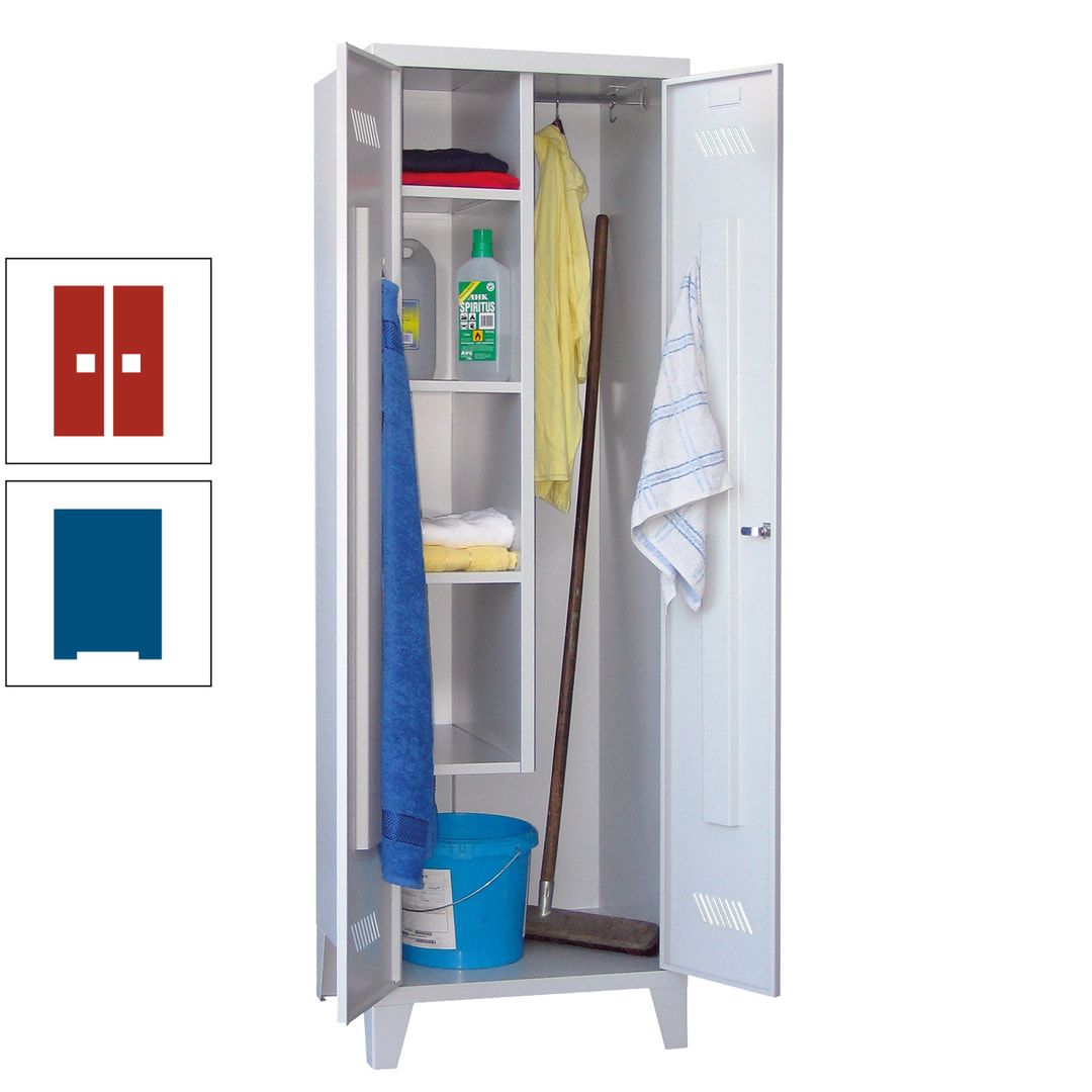 Putzschrank mit Füßen - 1 Abteil mit Trennwand - 1.850x600x500 mm (HxBxT) - Drehriegel - anthrazitgrau