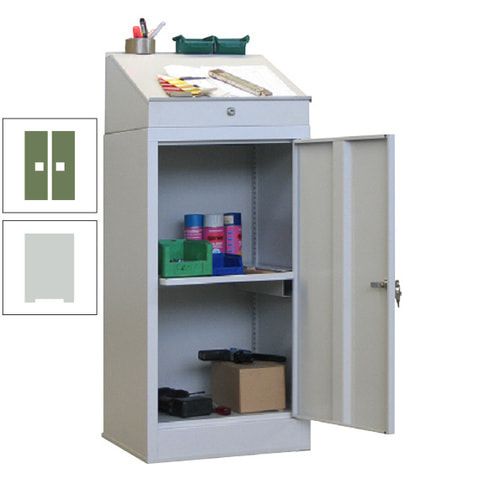 Stehpult mit Schrank - Vollblechtür - Zylinderschloss - 1 Ausziehboden - 1.270x500x500 mm (HxBxT) - anthrazitgrau