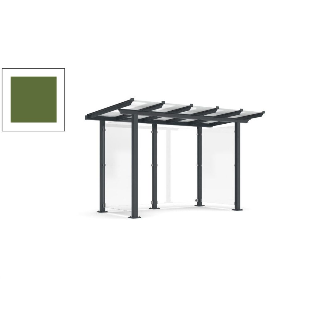Unterstand mit Pultdach und Sicherheitsglas - feuerverzinkt und farbbeschichtet - 2.435 x 3.850 x 2.090 (HxBxT) - Farbe Achatgrau