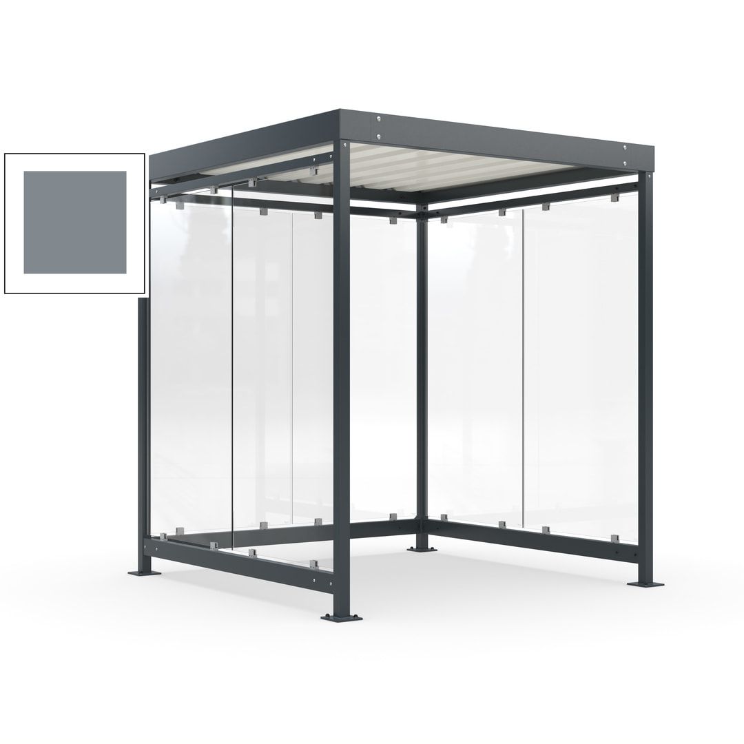 Raucherunterstand, Bushaltestelle, Bausatz, 6-7 Personen, 6 Wände, 2.510 x 2.165 x 2.165 mm (HxBxT), Achatgrau