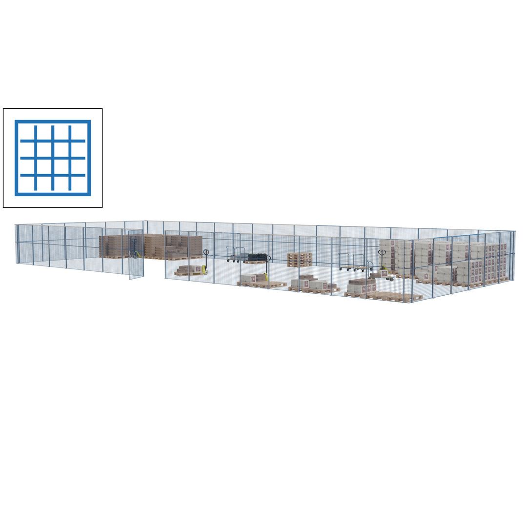 Maschinen Schutzgitter - Hallentrennwand - Sicherheitszaun - Tür - 66 m - 2.200 x 24.400 x 9.400 mm (HxBxT) - enzianblau