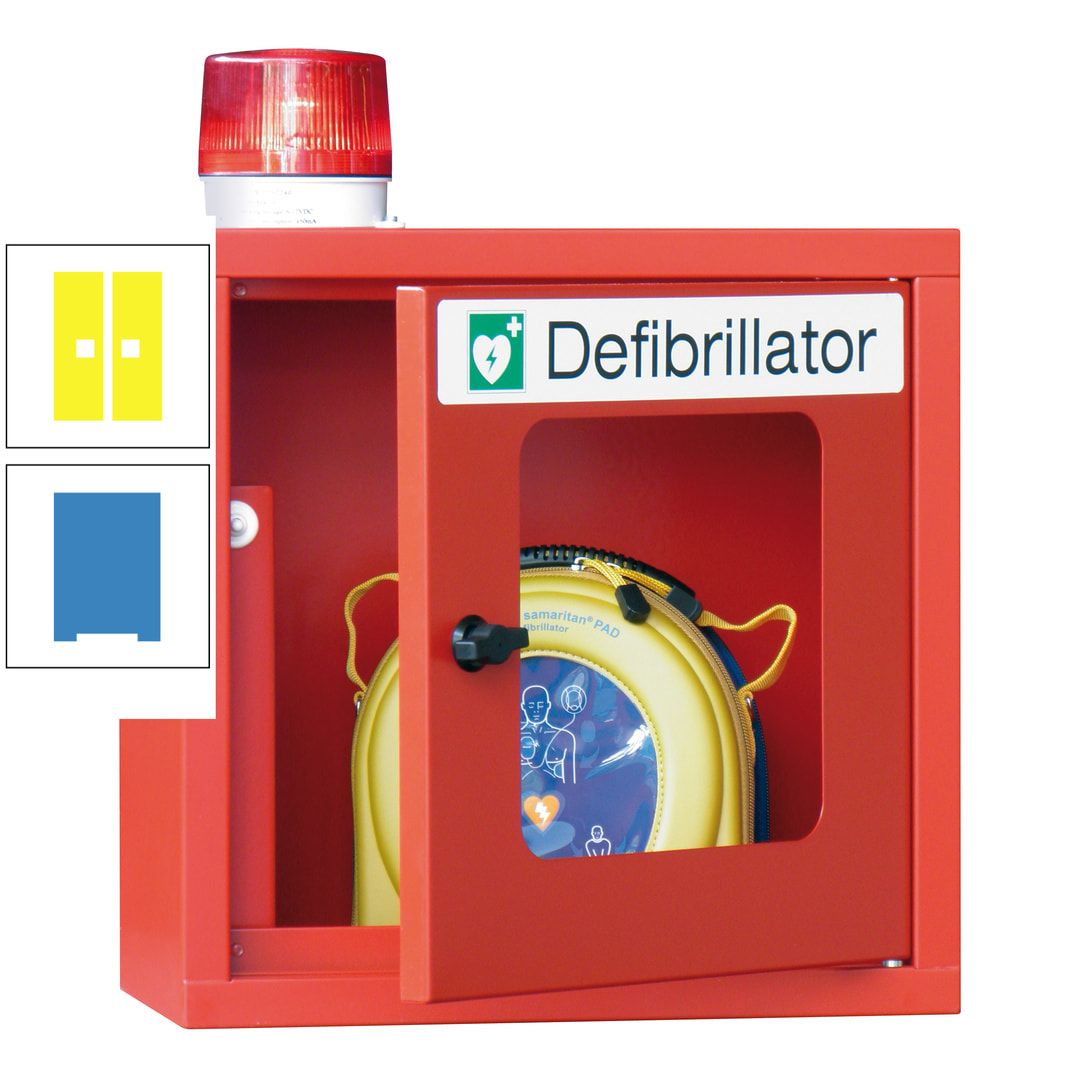 Defibrillatorenschrank mit akustischem und optischem Alarm - 490 x 400 x 200 mm (HxBxT) - Sichtfenster - anthrazitgrau
