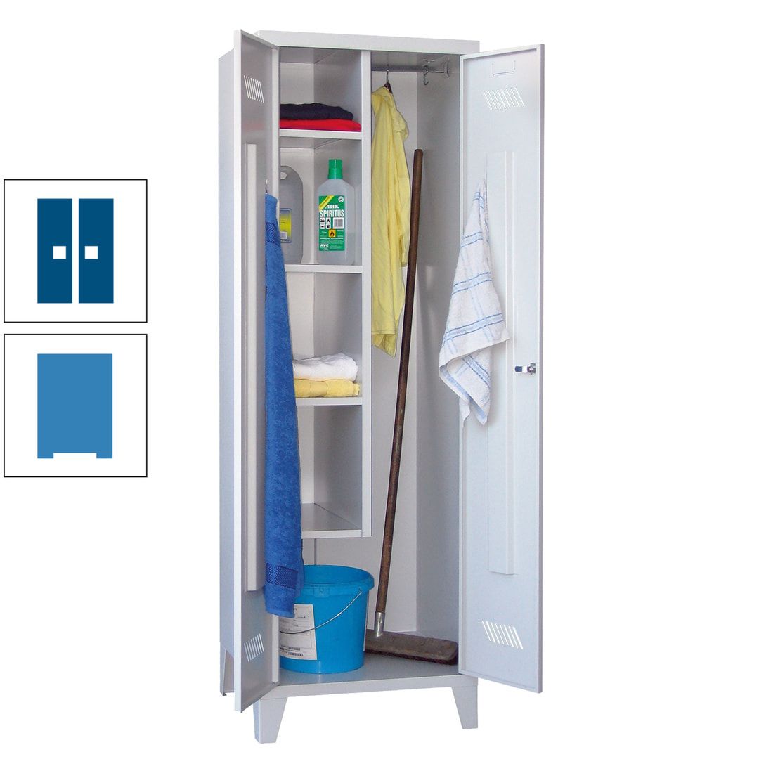 Putzschrank mit Füßen - 1 Abteil mit Trennwand - 1.850x600x500 mm (HxBxT) - Drehriegel - anthrazitgrau