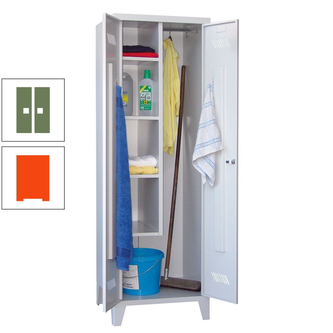 Putzschrank mit Füßen - 1 Abteil mit Trennwand - 1.850x600x500 mm (HxBxT) - Drehriegel - anthrazitgrau