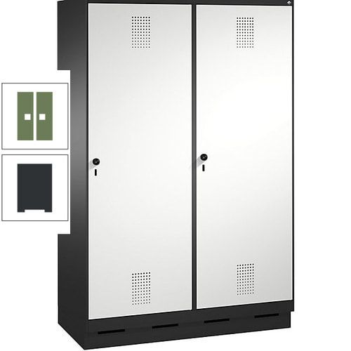 Doppel-Spind, Garderobenschrank, 2 Türen für 4 Abteile a 300 mm, Korpus anthrazitgrau, Türen anthrazitgrau, 1.800 x 1.200 x 500 mm (HxBxT)