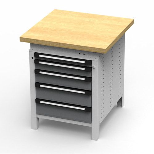 OTTOKIND Werkbank - Arbeitsplatte bündig - 850 x 605 x 750 mm (HxBxT) - 5 Schubladen - lichtgrau