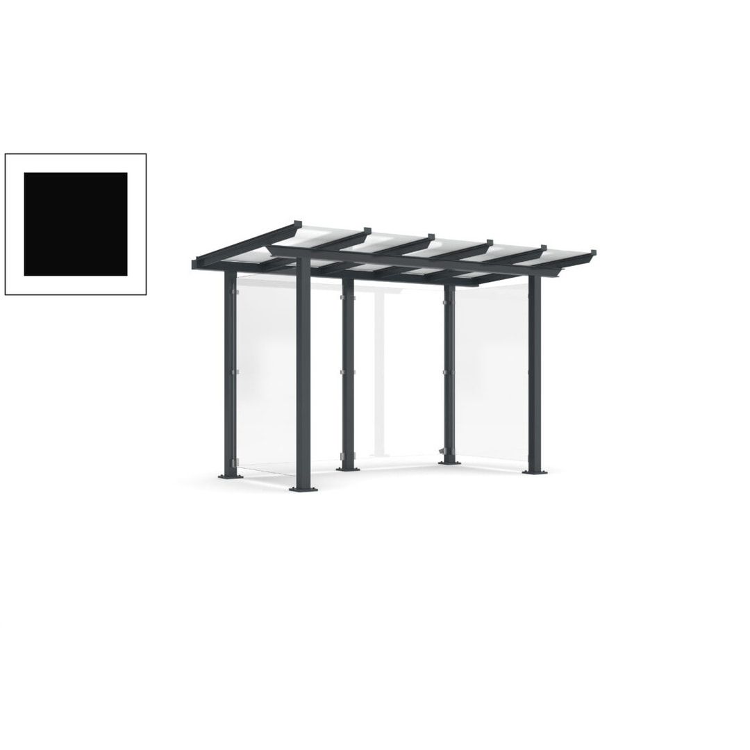 Unterstand mit Pultdach und Sicherheitsglas - feuerverzinkt und farbbeschichtet - 2.435 x 3.850 x 2.090 (HxBxT) - Farbe Achatgrau