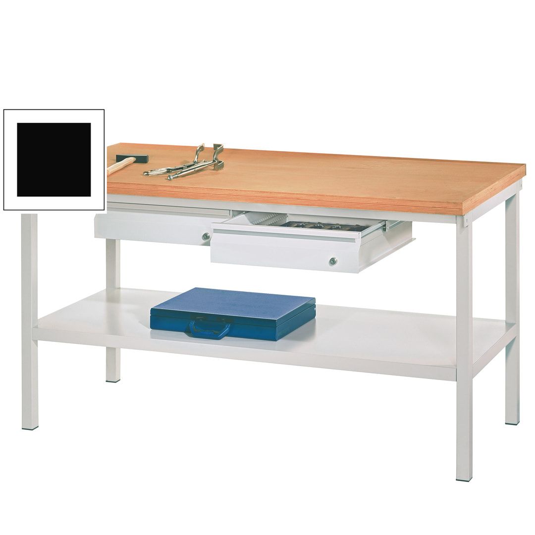Werkbank mit Ablageboden - 2 Schubladen - 900 x 1.500 x 700 mm (HxBxT) - Traglast 1.050 kg - anthrazitgrau