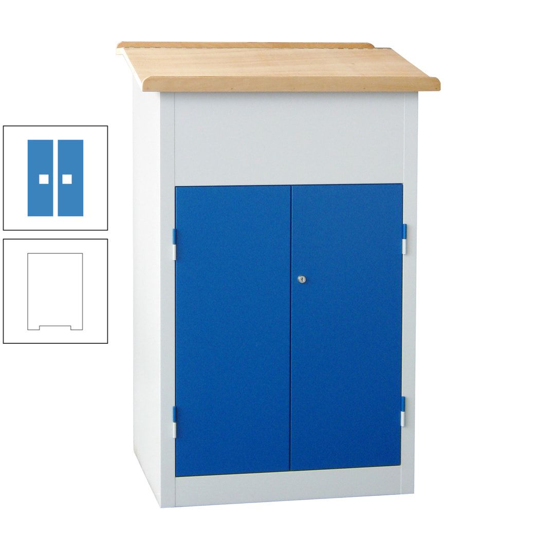 Stehpult mit Schrank - Vollblechtür - Zylinderschloss - 2 Böden - 1.200 x 700 x 600 mm (HxBxT) - anthrazitgrau