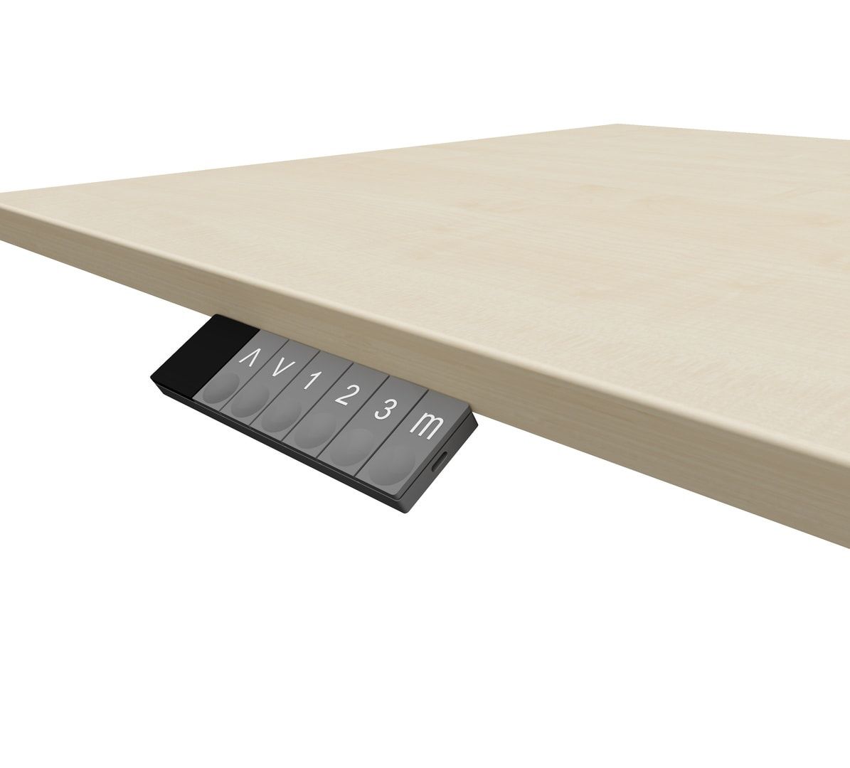 Eckschreibtisch, Ecke links, Elevate Basic, elektronisch höhenverstellbar, 730 - 1.230 x 1.800 x 1.000 mm (HxBxT), Gestell anthrazit, Dekor Ahorn