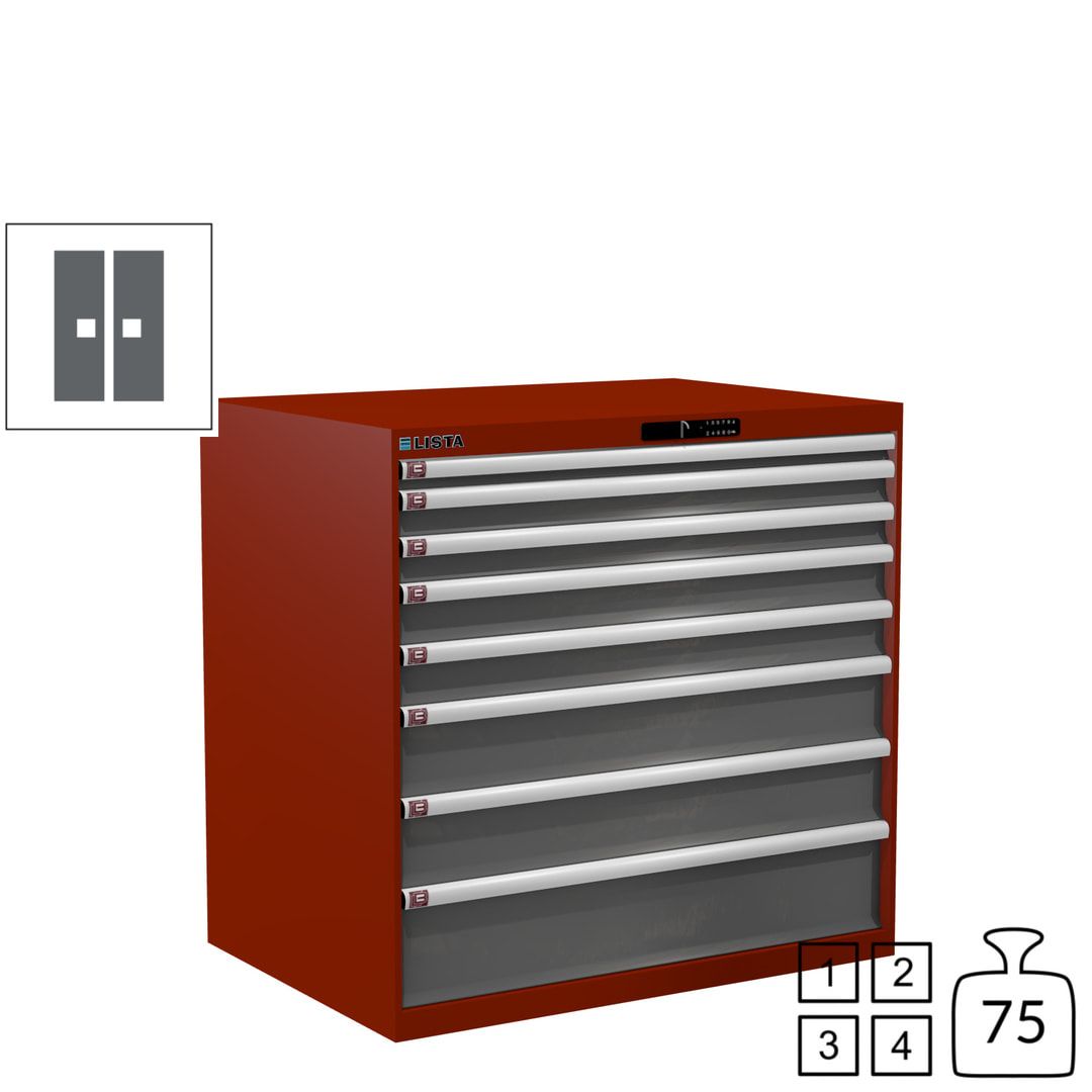 Lista Schubladenschrank - 12.541.010 - 1.000x1.023x725 mm (HxBxT) - 8 Schubladen - 200 kg - Key Lock - lichtblau (RAL 5012)