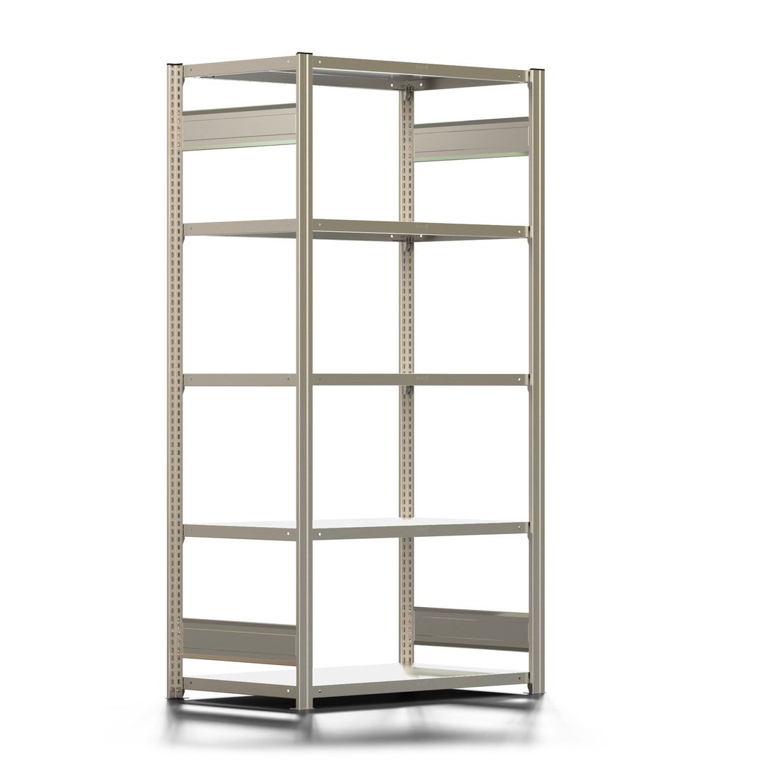 Fachbodenregal mit Tiefenriegel - 350 kg - 2.000 x 1.005 x 626 mm (HxBxT) - Anbauregal - 5 Böden - enzianblau - Lagerregal - Steckregal BERT