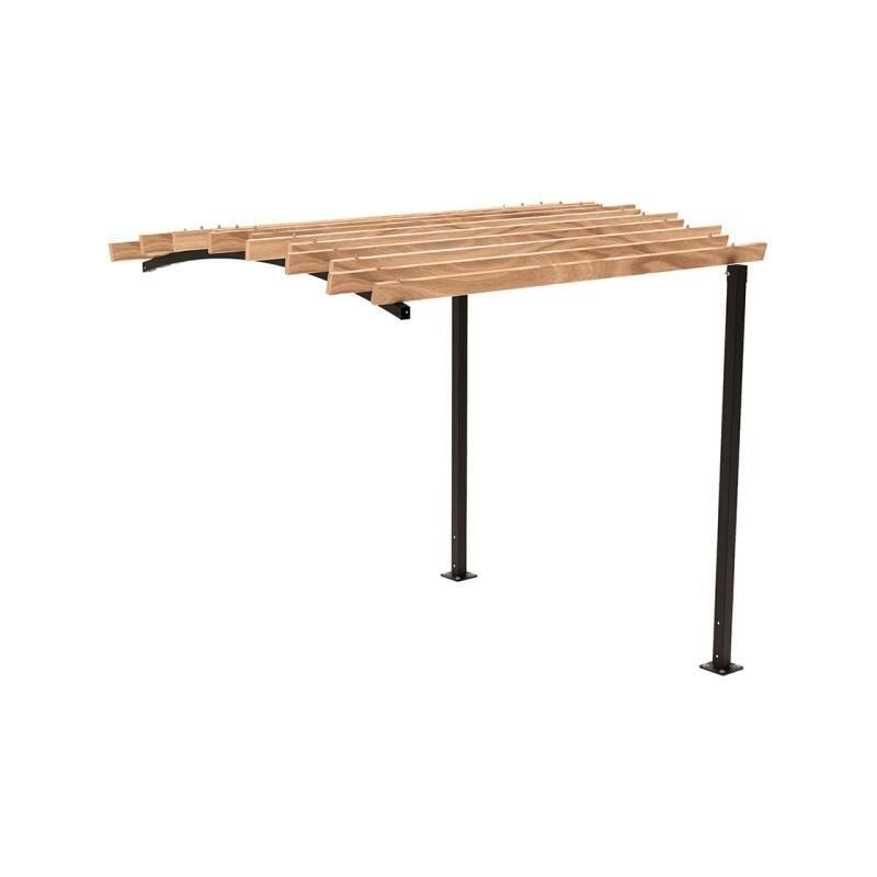 Pergola Fronterweiterung 1, Kiefer druckimprägniert Klasse 4, Stahlrohr 80x80 mm, 2.910 x 2.520 x 3.020 mm (HxBxT) fvz, beschichtet, Farbe Enzianblau