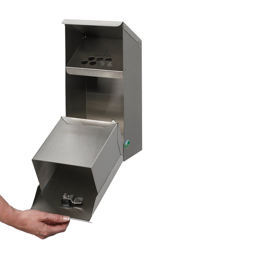 Standaschenbecher mit Schutzdach, 4 l Volumen, Standascher, 1.100 x 310 x 310 mm (HxBxT), Ascher, Turmaschenbecher, Antik-silber