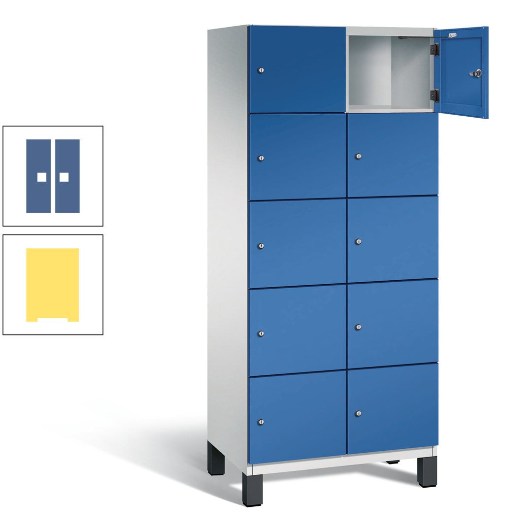 Fächerschrank, Stahlschrank, 10 Fächer, Türöffnungsbegrenzer, Füße, 1.980 x 800 x 525 mm (HxBxT), Korpus anthrazitgrau, Front anthrazitgrau