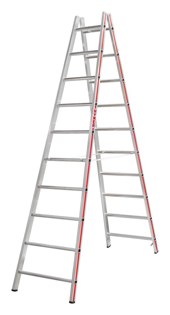 Aluminium-Sprossenstehleiter - Länge 1.470 mm - beidseitig begehbar - Aluleiter Hymer